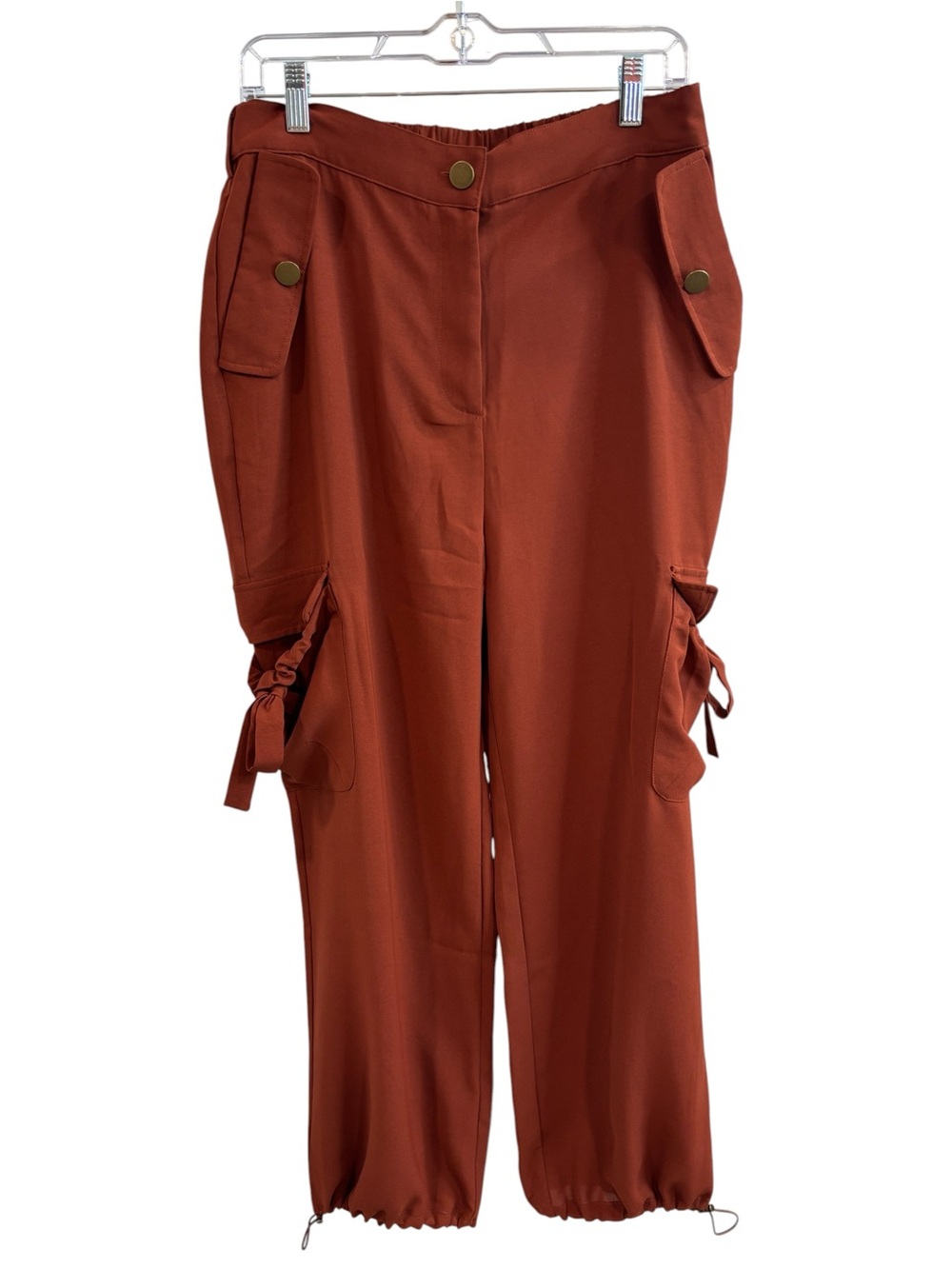 Lumiere Rust Cargo Jogger Pants with Utility Pockets